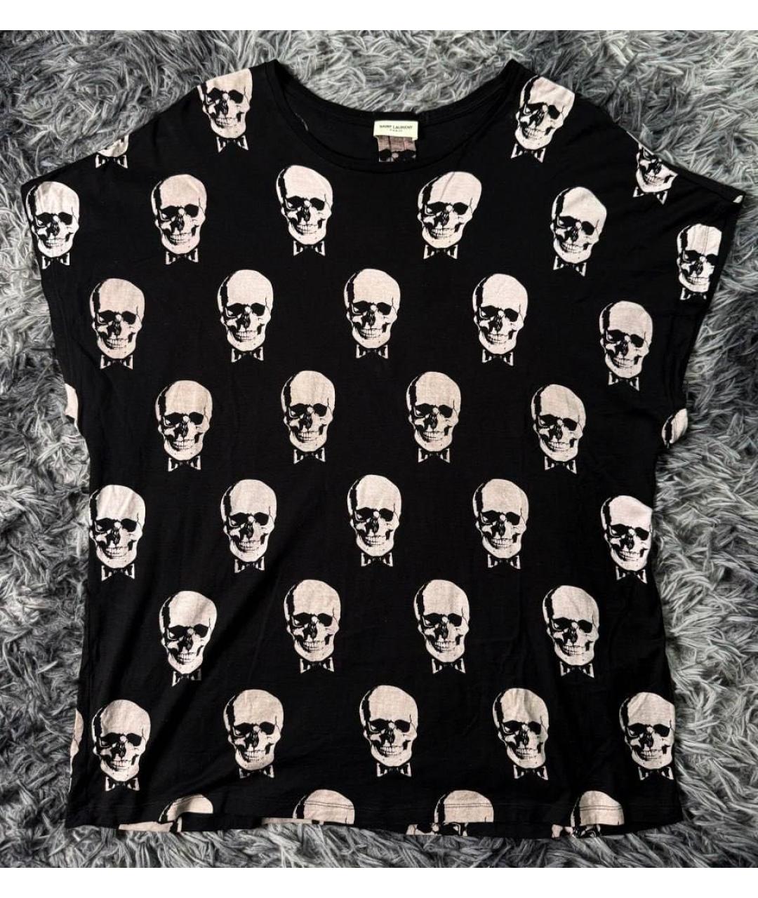 SAINT LAURENT Черная хлопковая футболка, фото 7