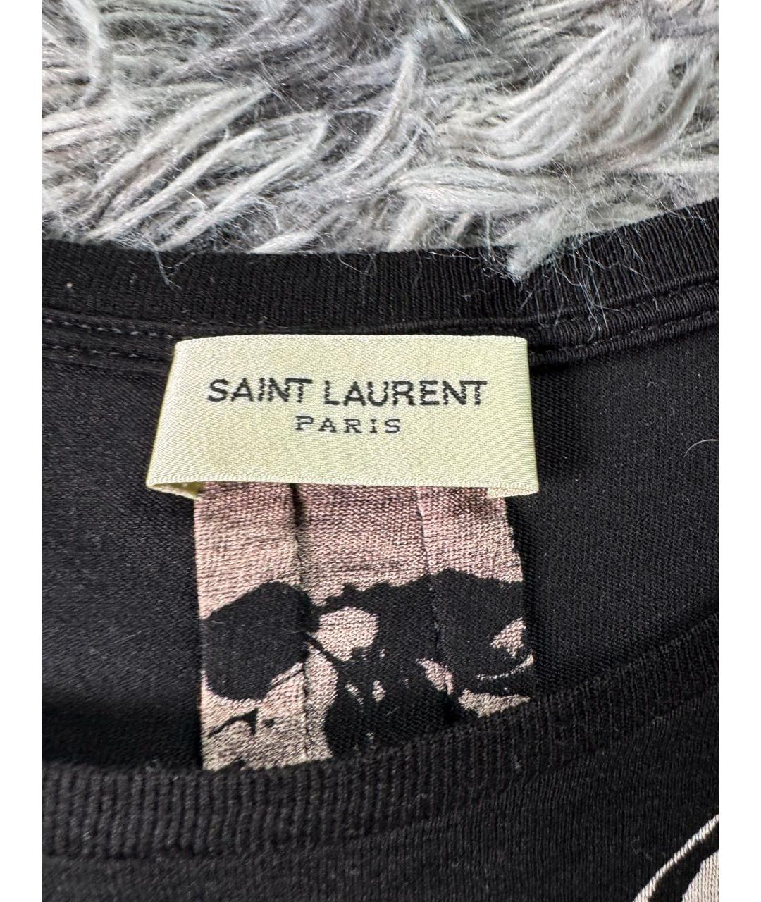 SAINT LAURENT Черная хлопковая футболка, фото 5