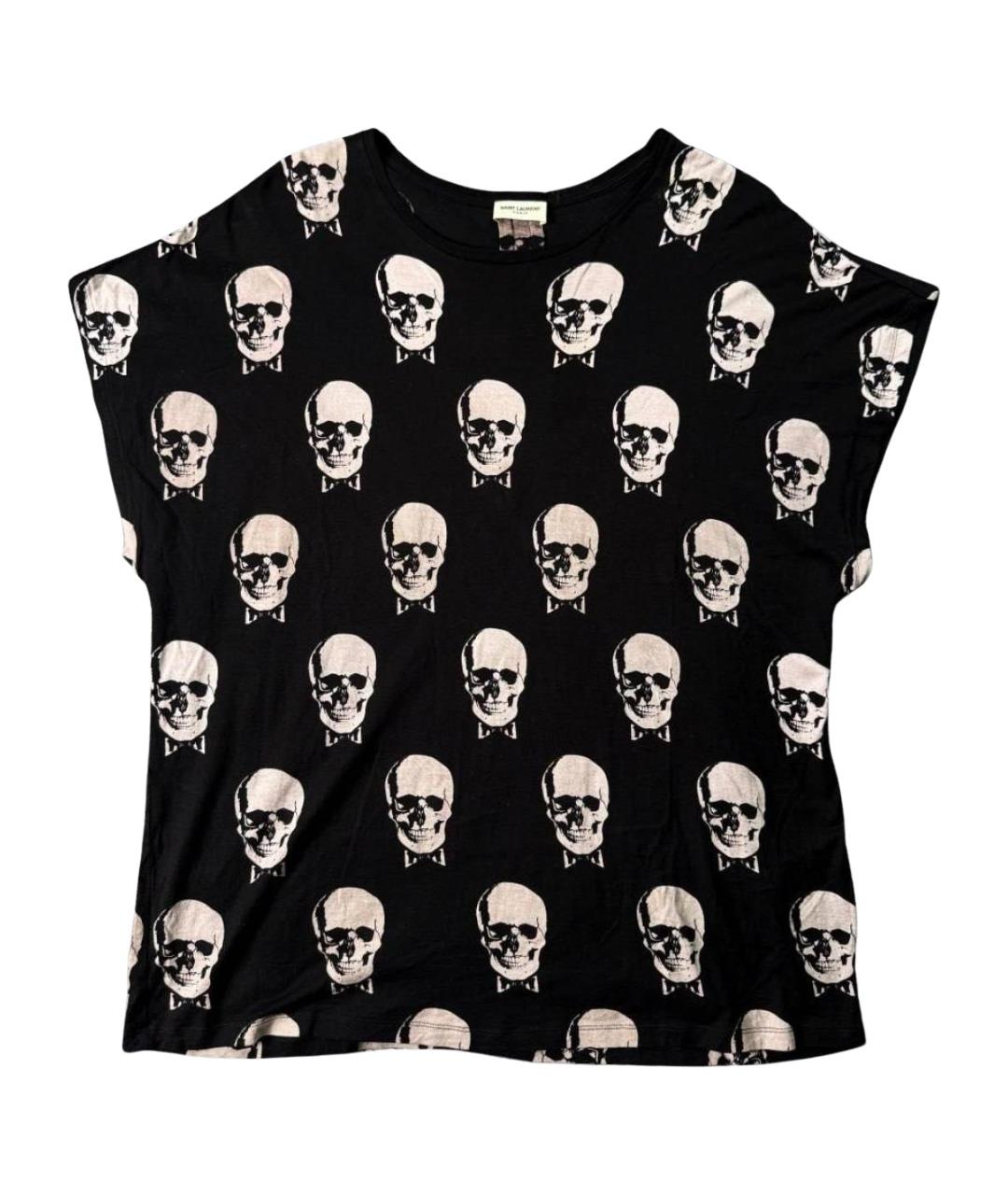 SAINT LAURENT Черная хлопковая футболка, фото 1