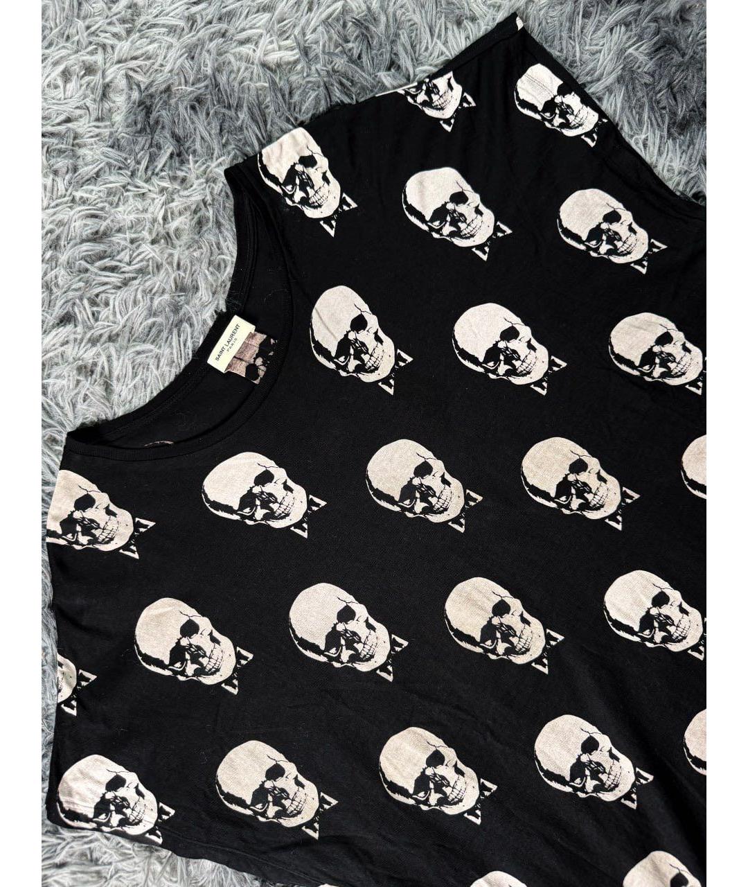 SAINT LAURENT Черная хлопковая футболка, фото 3