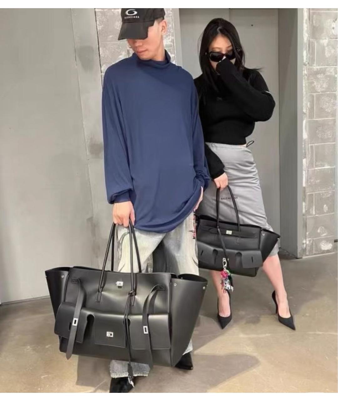 BALENCIAGA Черная кожаная сумка через плечо, фото 2