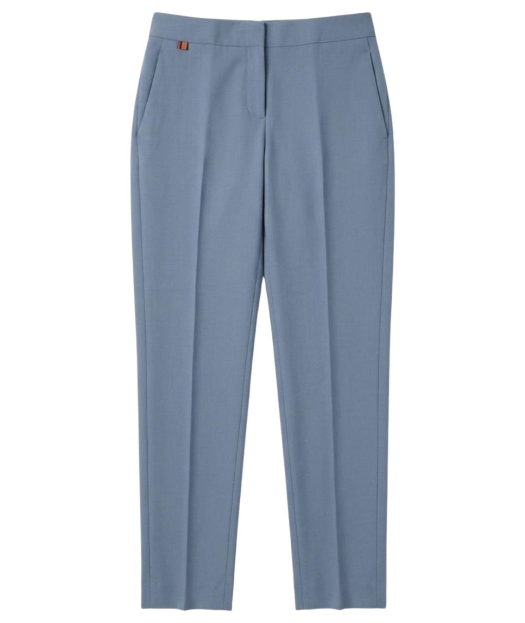 PAUL SMITH Голубые шерстяные прямые брюки, фото 1