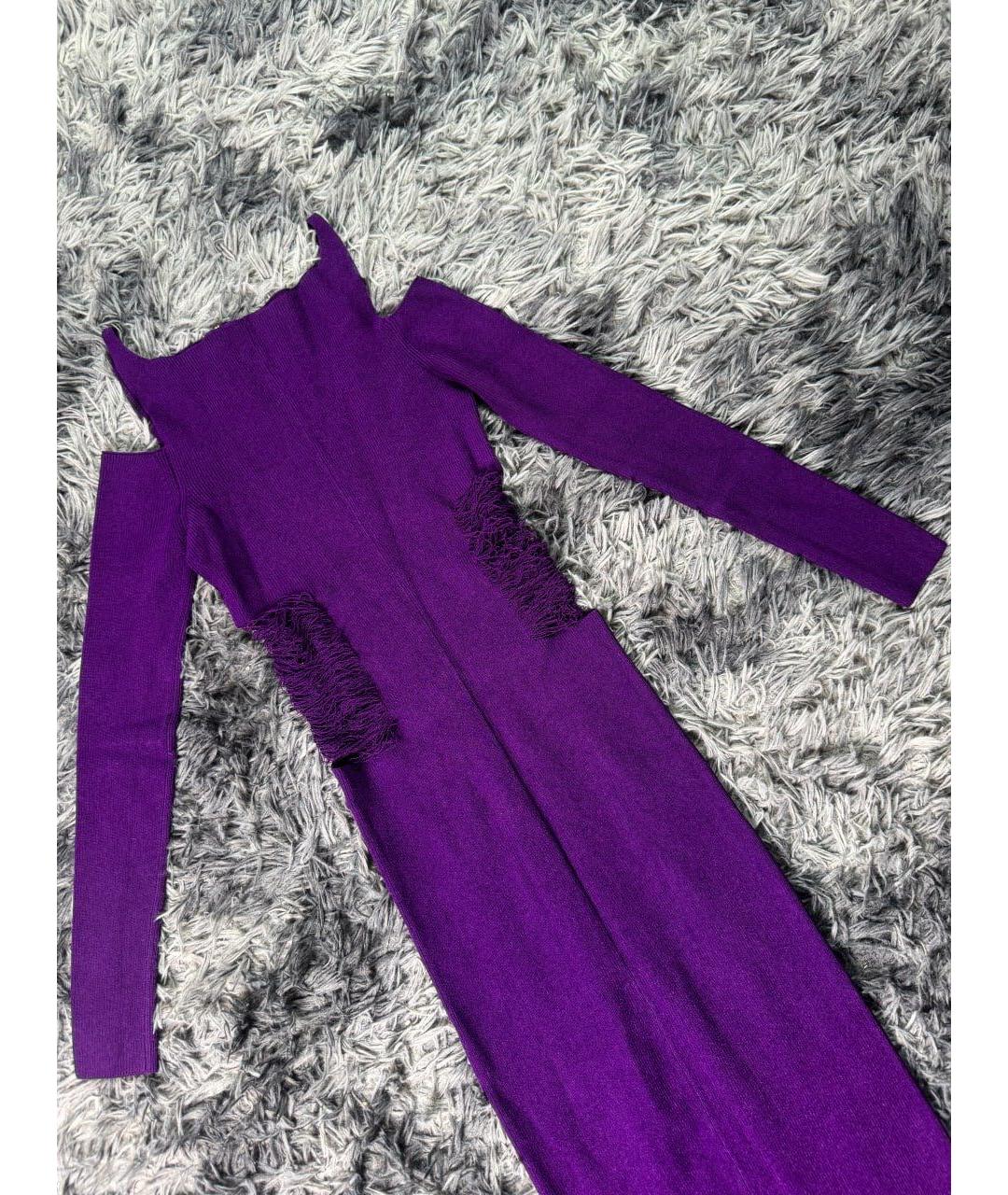 ROBERTO CAVALLI Фиолетовое хлопковое повседневное платье, фото 4