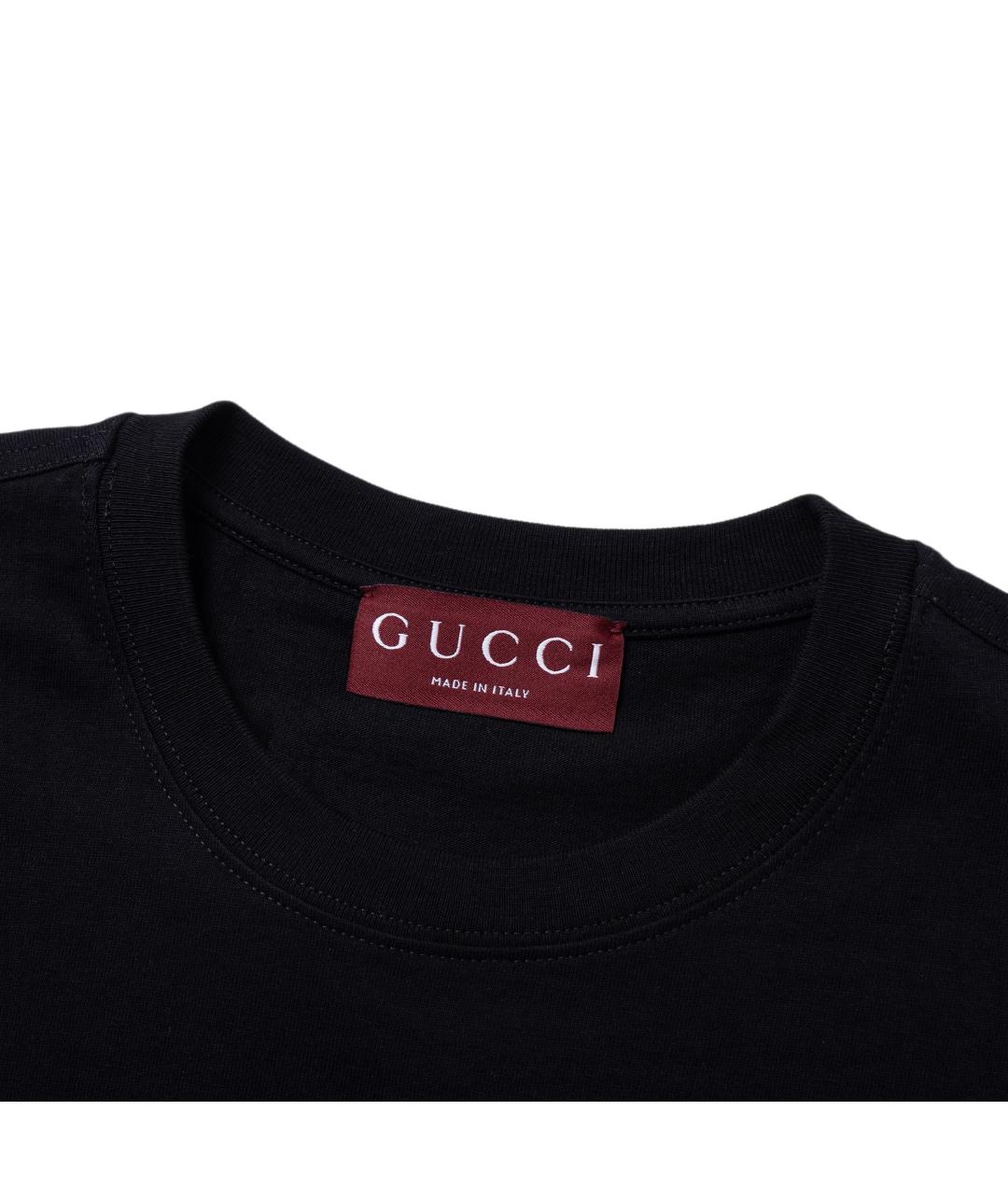 GUCCI Черная хлопковая футболка, фото 4