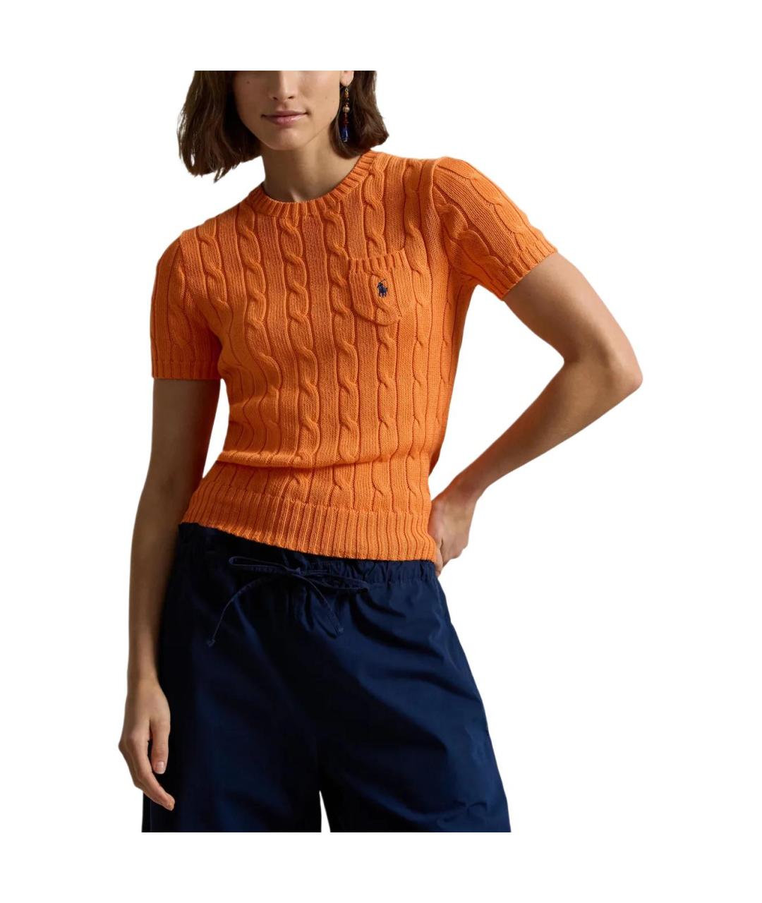 POLO RALPH LAUREN Оранжевый хлопковый джемпер / свитер, фото 3