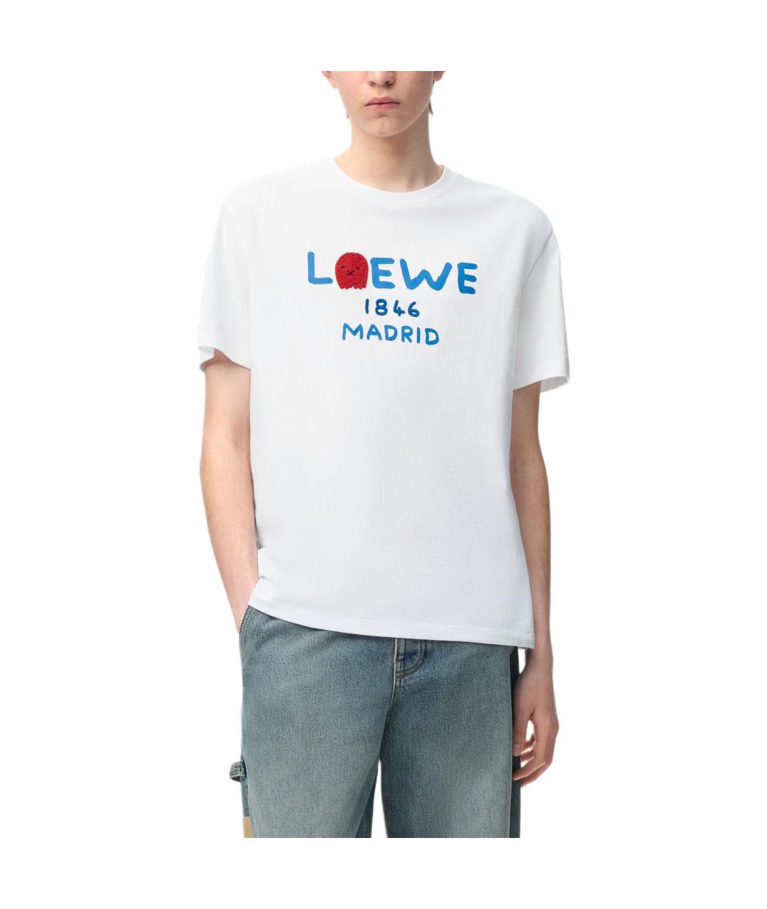 LOEWE Белая хлопковая футболка, фото 4