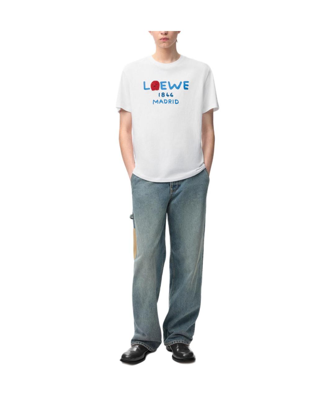 LOEWE Белая хлопковая футболка, фото 2