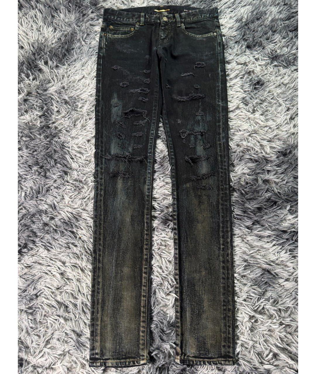 SAINT LAURENT Черные хлопковые джинсы скинни, фото 9