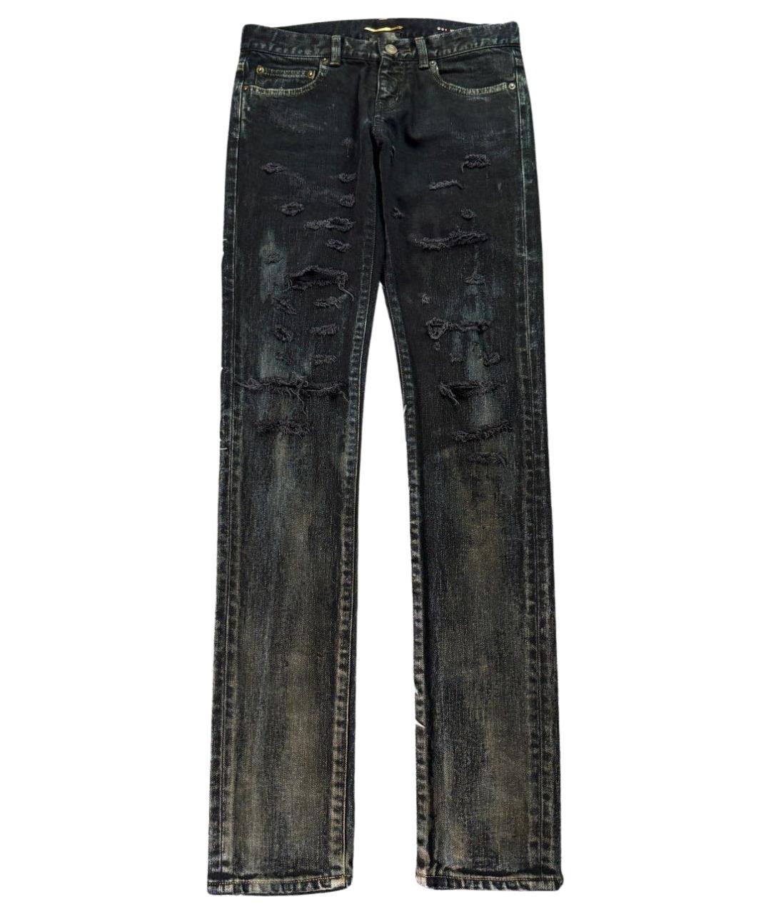 SAINT LAURENT Черные хлопковые джинсы скинни, фото 1