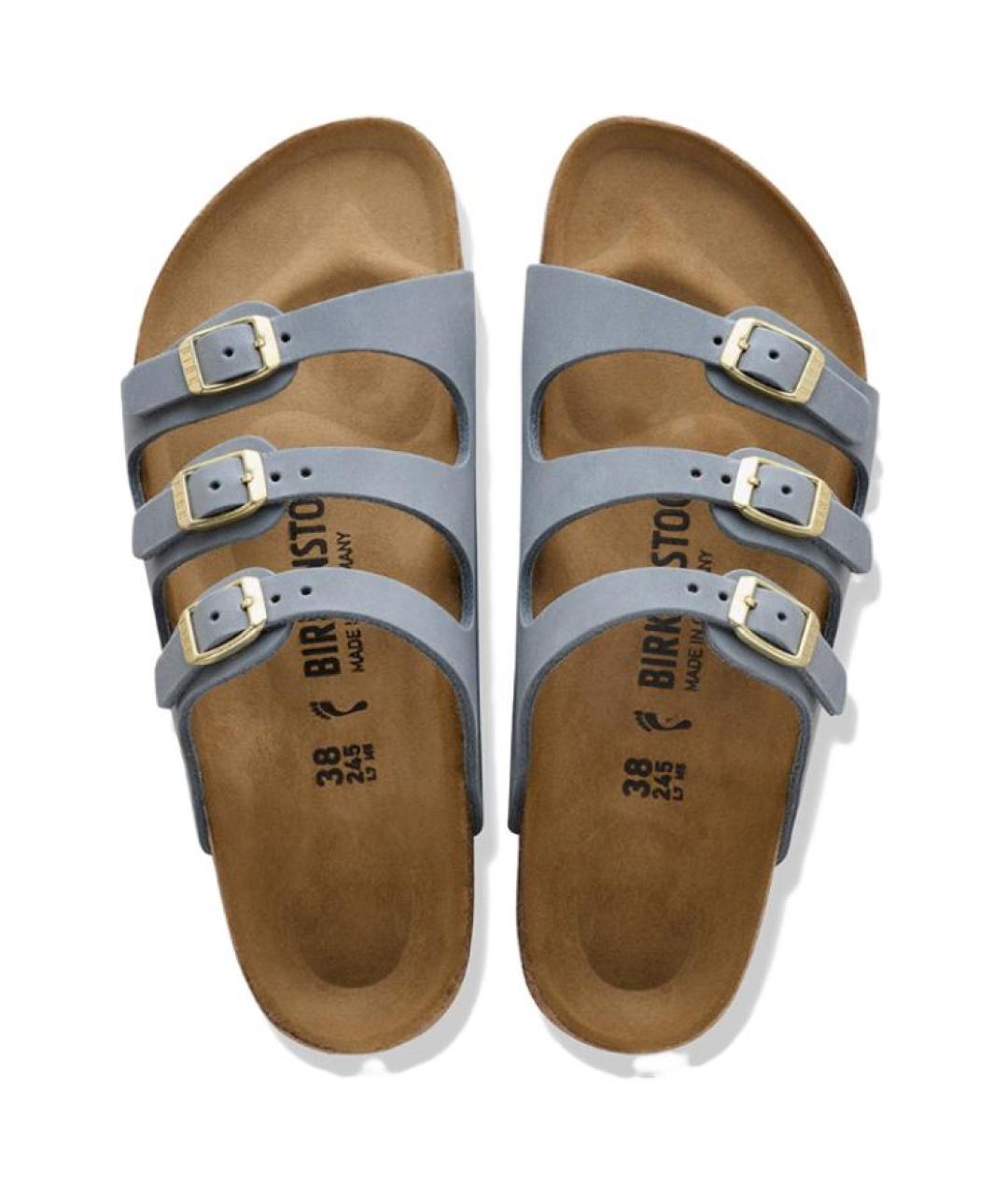 BIRKENSTOCK Серые кожаные шлепанцы, фото 3