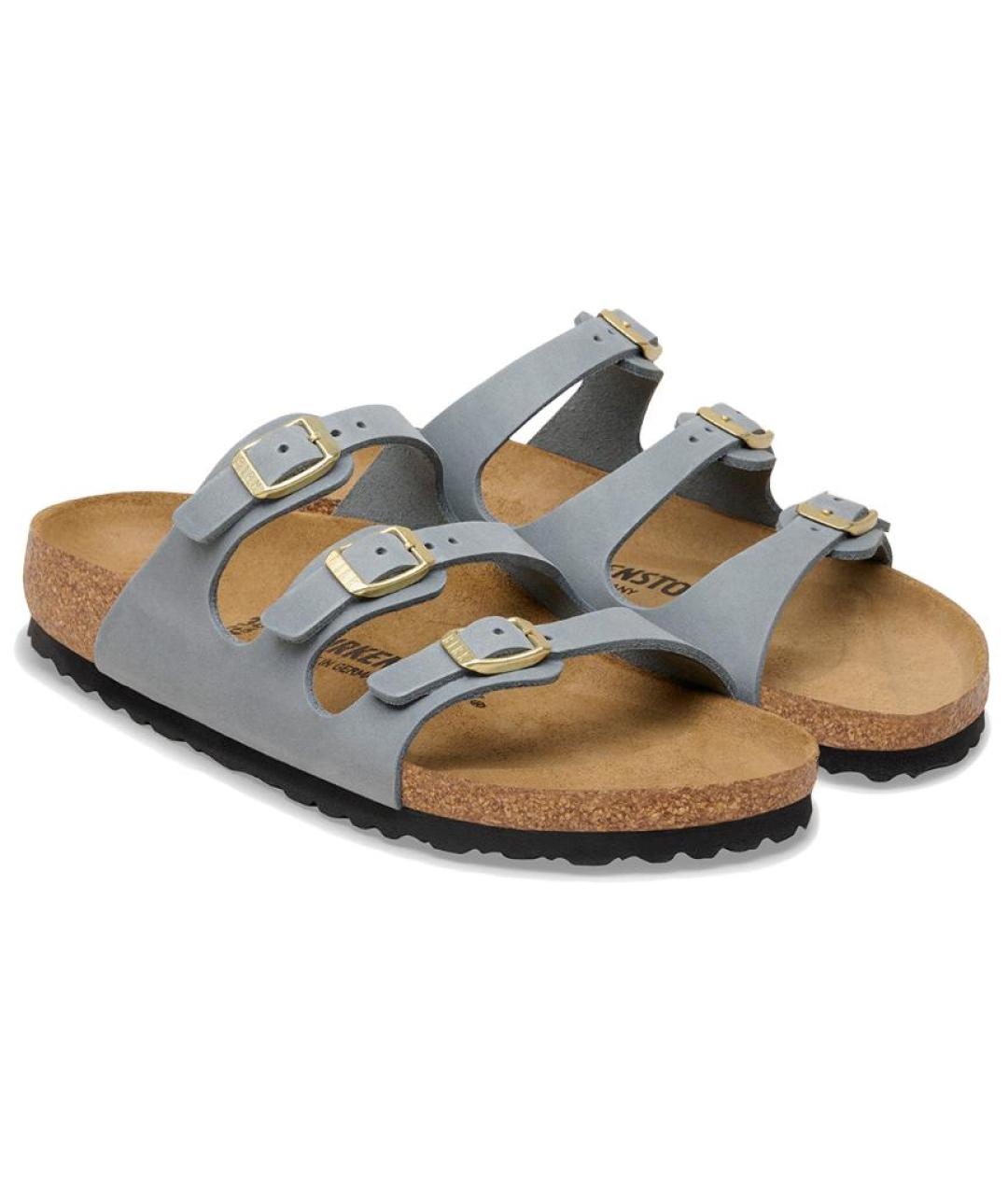 BIRKENSTOCK Серые кожаные шлепанцы, фото 2