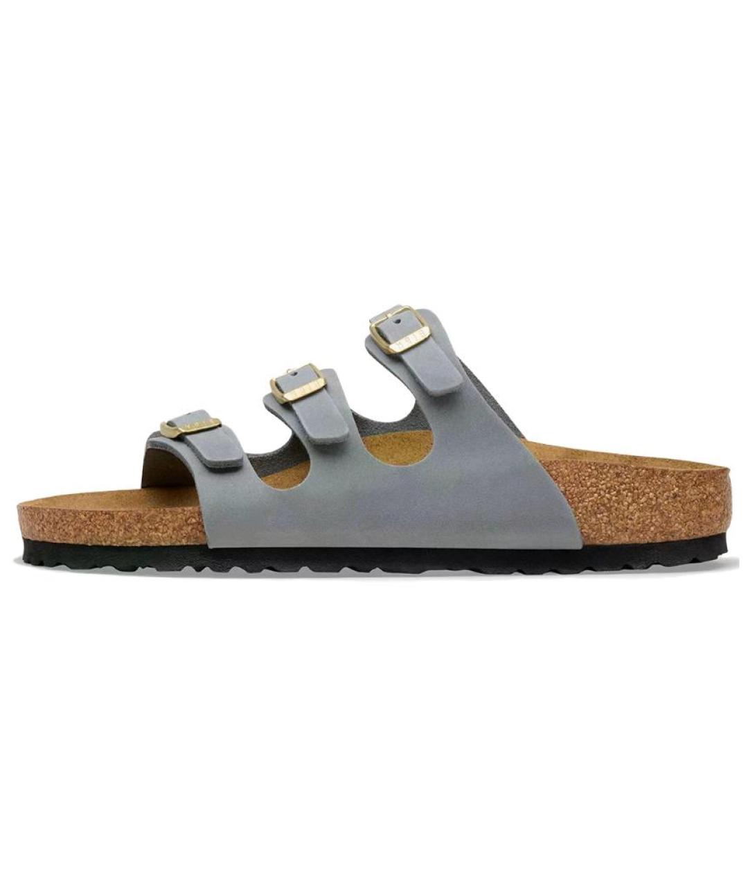 BIRKENSTOCK Серые кожаные шлепанцы, фото 5