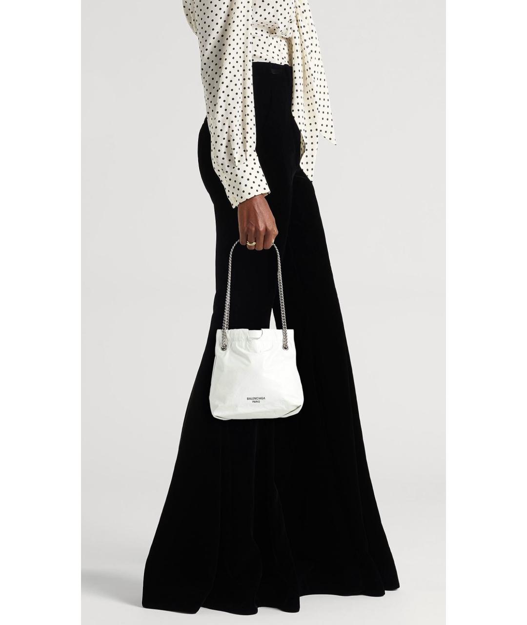 BALENCIAGA Белая кожаная сумка через плечо, фото 3