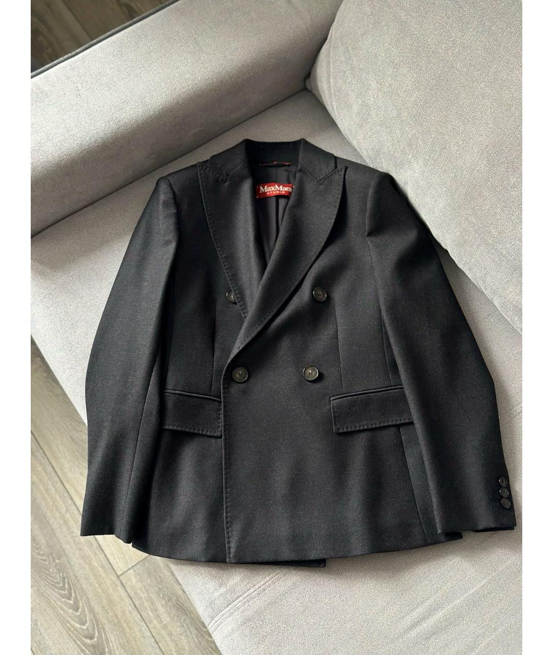 MAX MARA STUDIO Антрацитовый шерстяной жакет/пиджак, фото 3