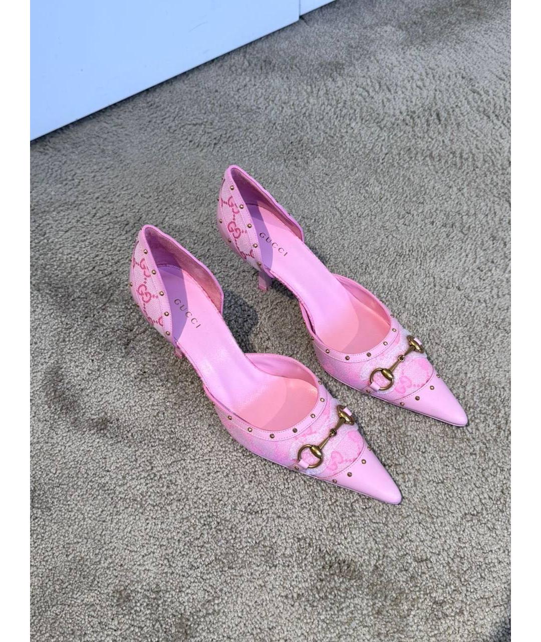 GUCCI Розовые кожаные туфли, фото 3