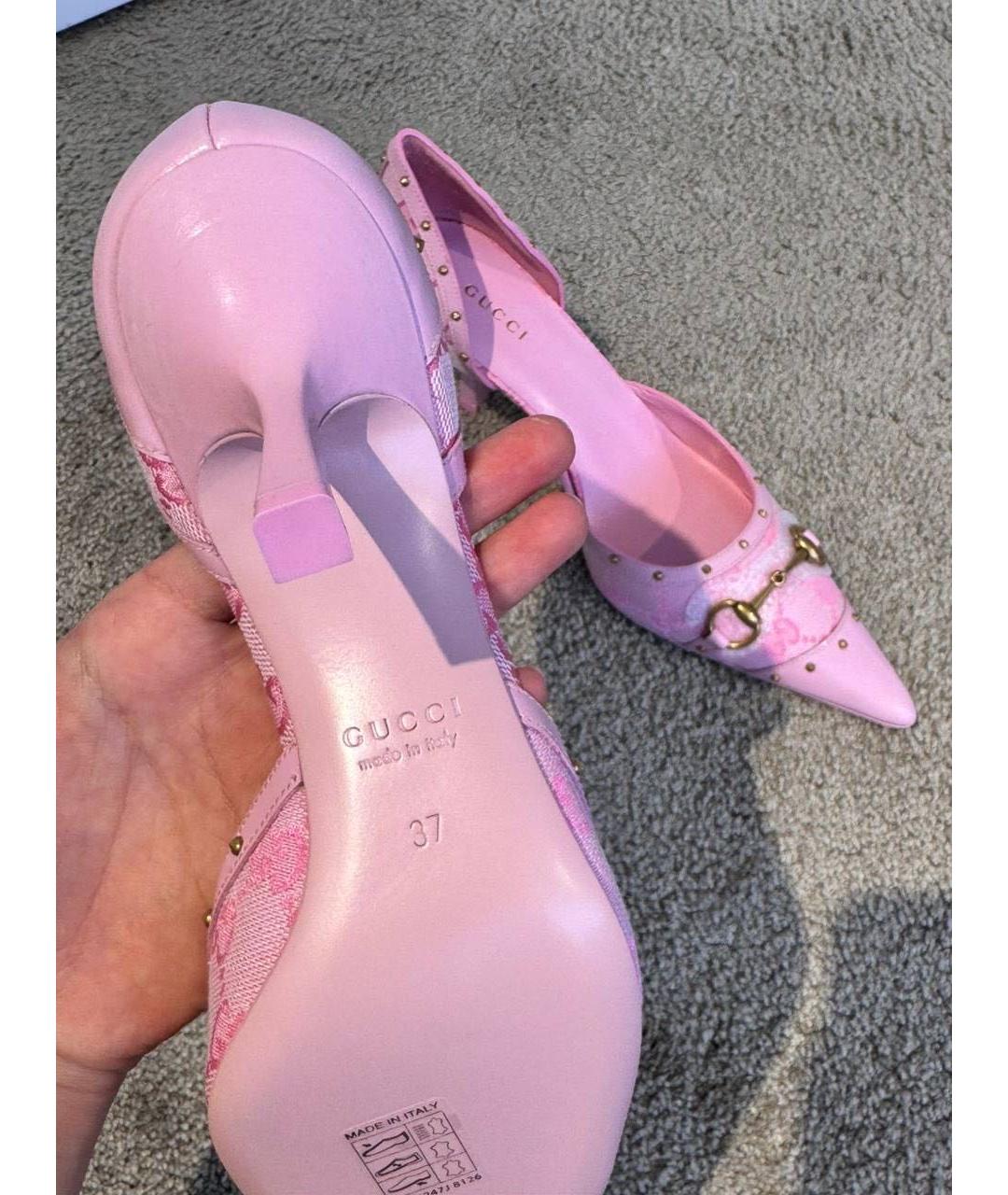 GUCCI Розовые кожаные туфли, фото 2