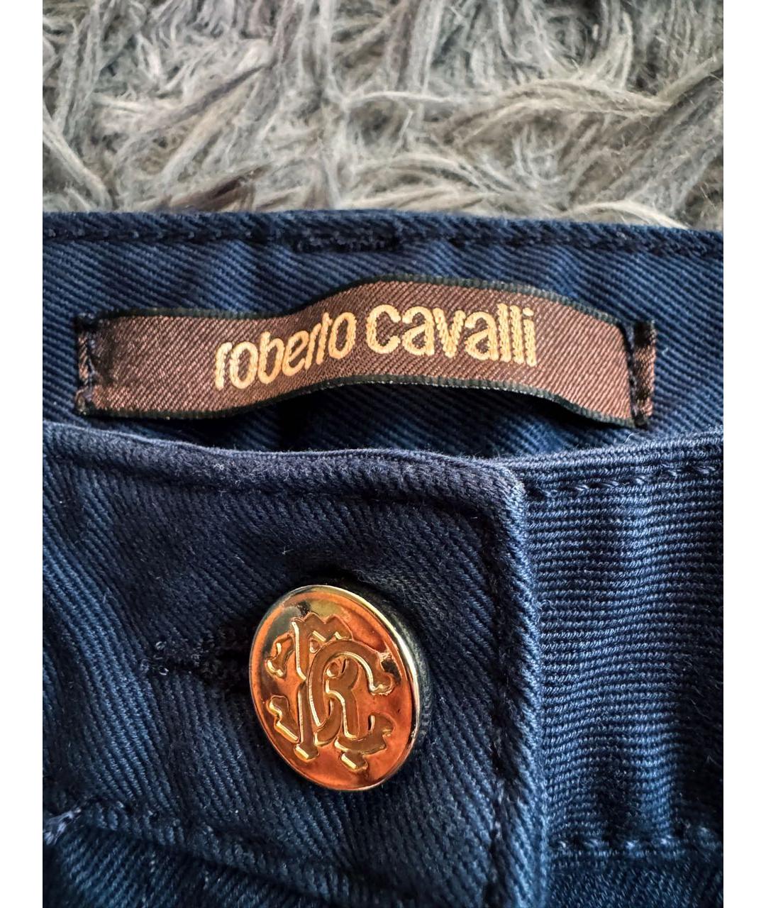 ROBERTO CAVALLI Темно-синие хлопковые джинсы, фото 7