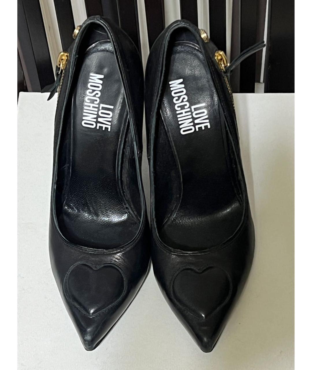 LOVE MOSCHINO Черные кожаные туфли, фото 3