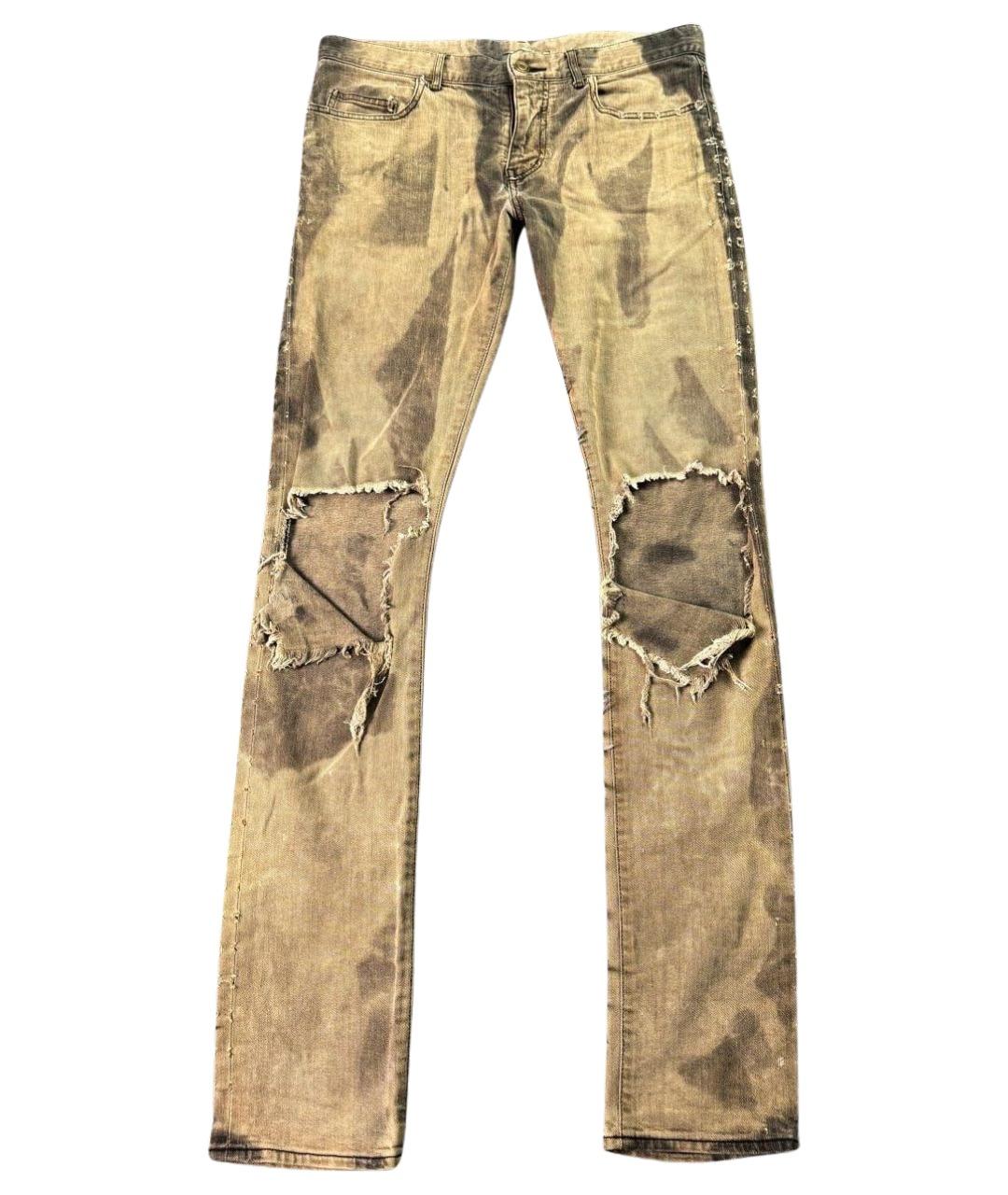 SAINT LAURENT Бежевые хлопковые джинсы скинни, фото 1