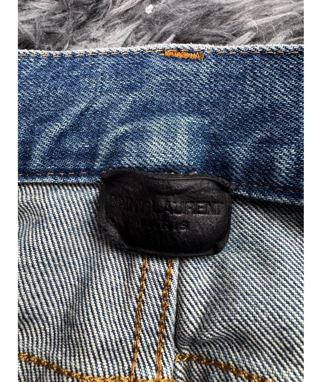 SAINT LAURENT Голубые хлопковые джинсы скинни, фото 6