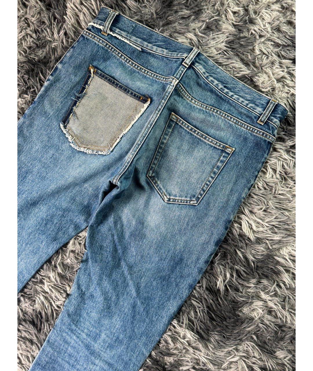 SAINT LAURENT Голубые хлопковые джинсы скинни, фото 3