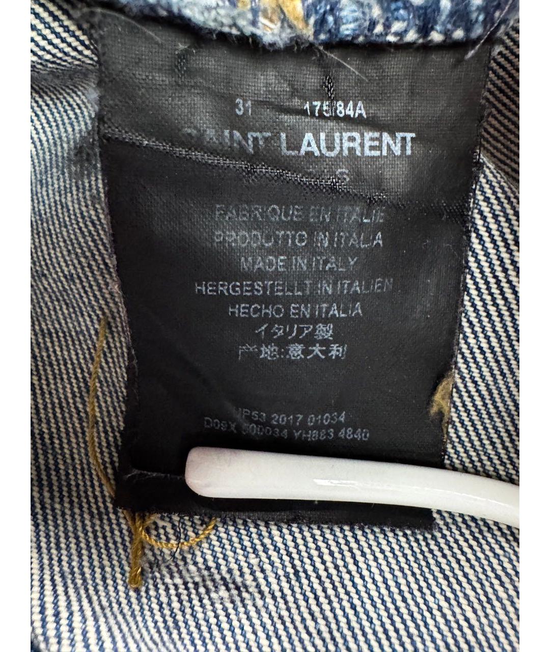 SAINT LAURENT Голубые хлопковые джинсы скинни, фото 8
