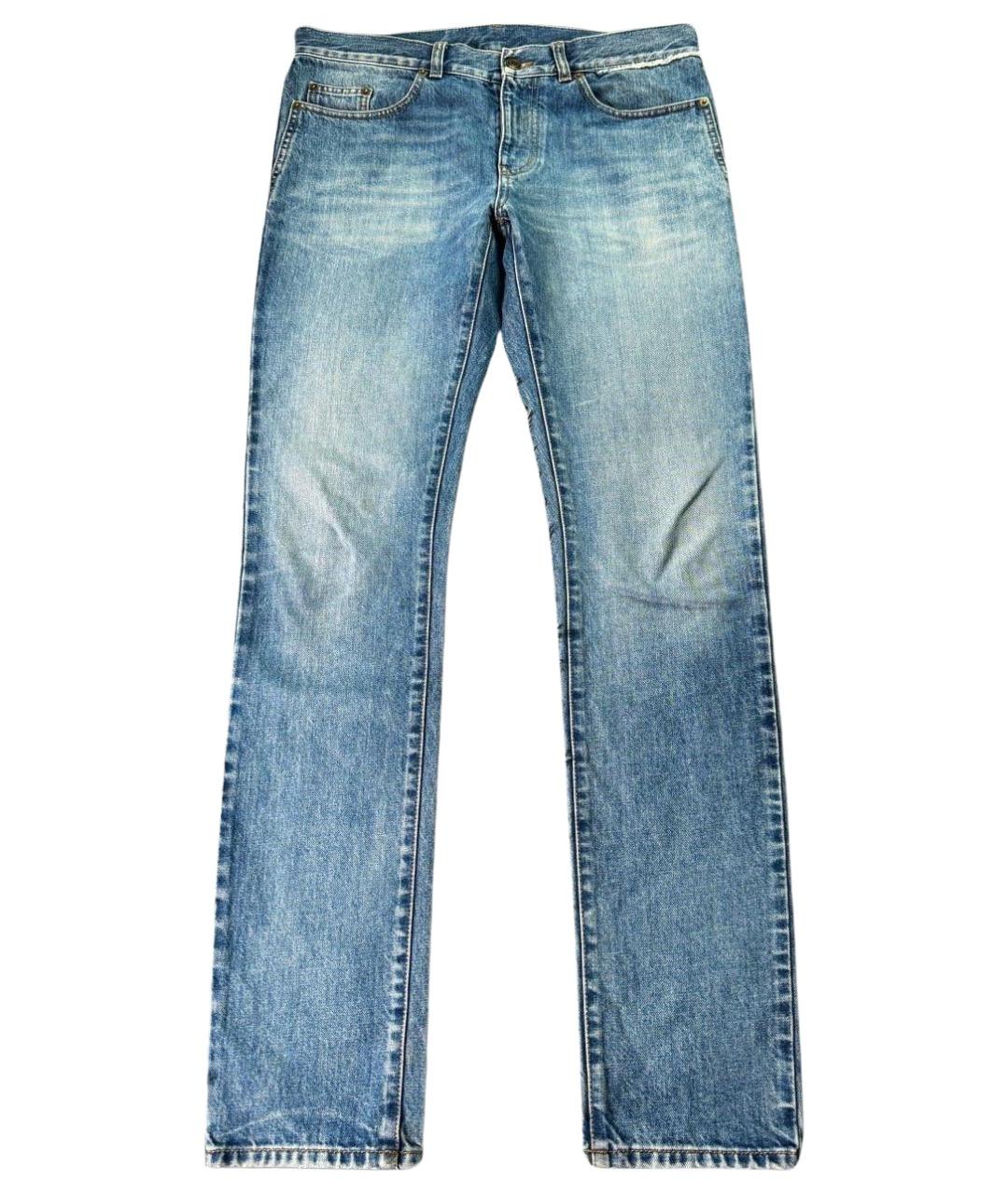 SAINT LAURENT Голубые хлопковые джинсы скинни, фото 1
