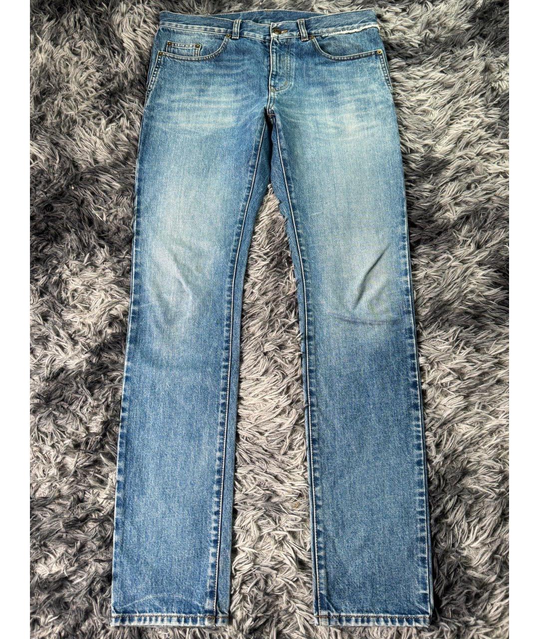 SAINT LAURENT Голубые хлопковые джинсы скинни, фото 9