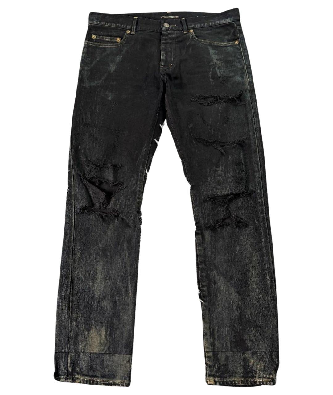SAINT LAURENT Черные хлопковые джинсы скинни, фото 1