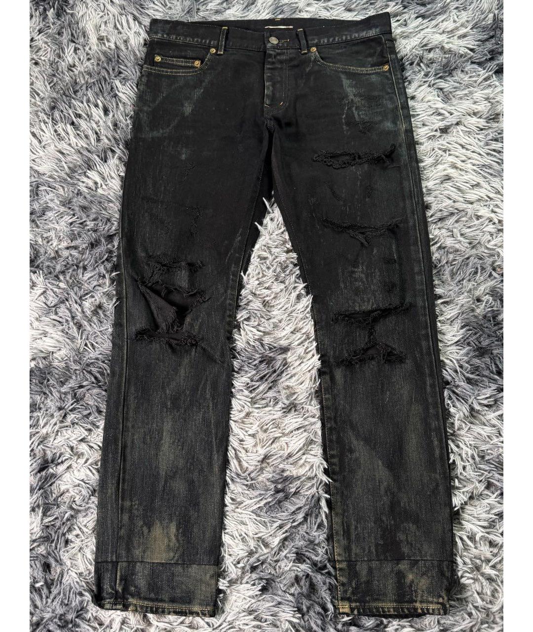 SAINT LAURENT Черные хлопковые джинсы скинни, фото 9
