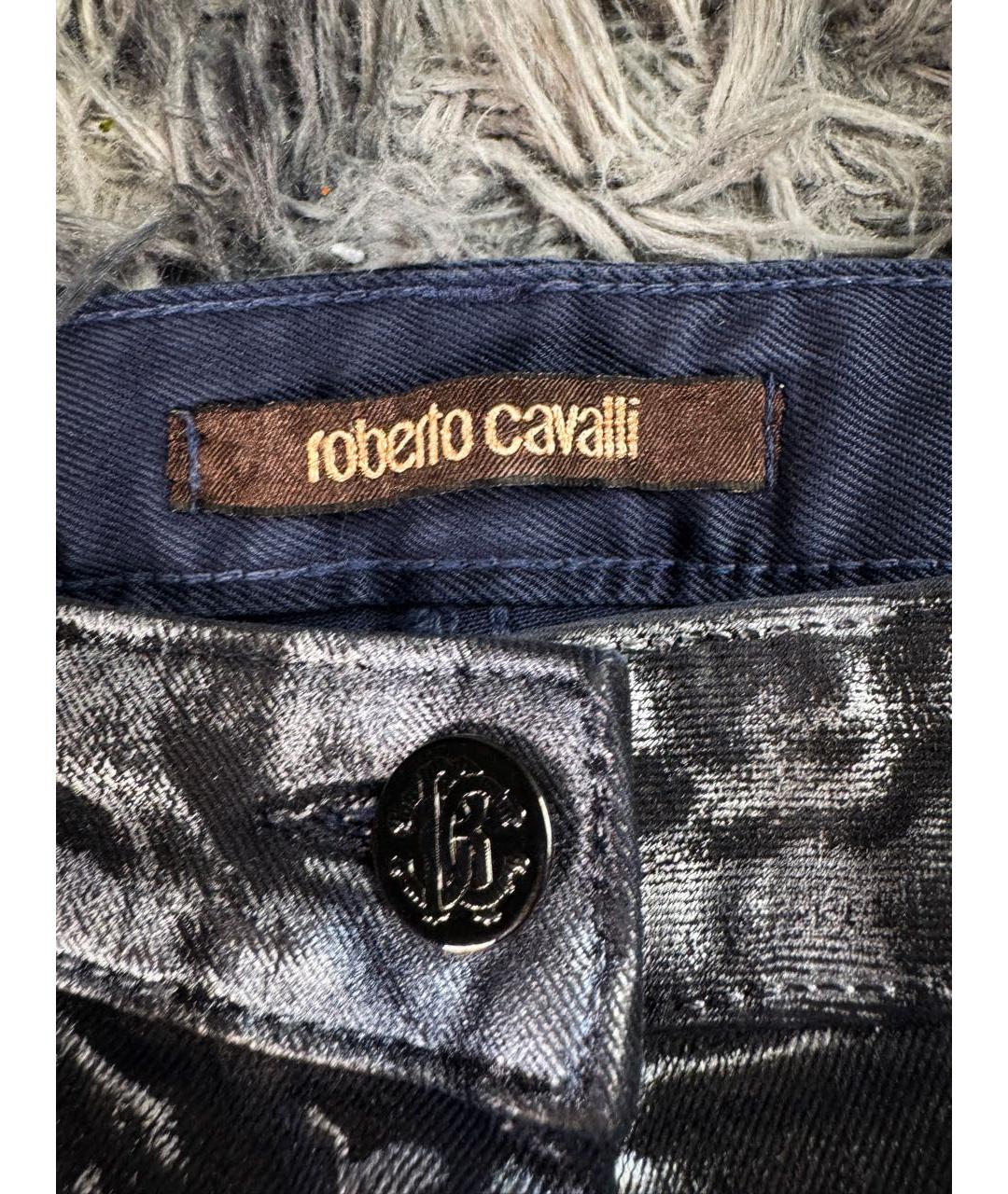 ROBERTO CAVALLI Серебряные хлопковые джинсы слим, фото 6