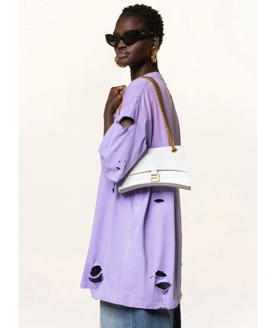 BALENCIAGA Белая кожаная сумка через плечо, фото 8