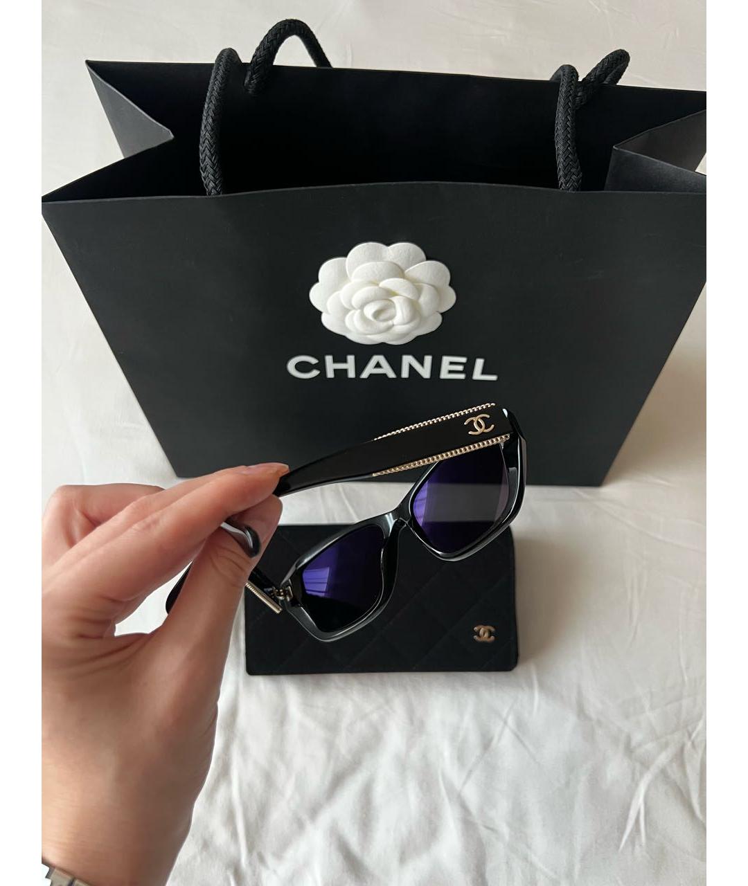 CHANEL Черные пластиковые солнцезащитные очки, фото 8