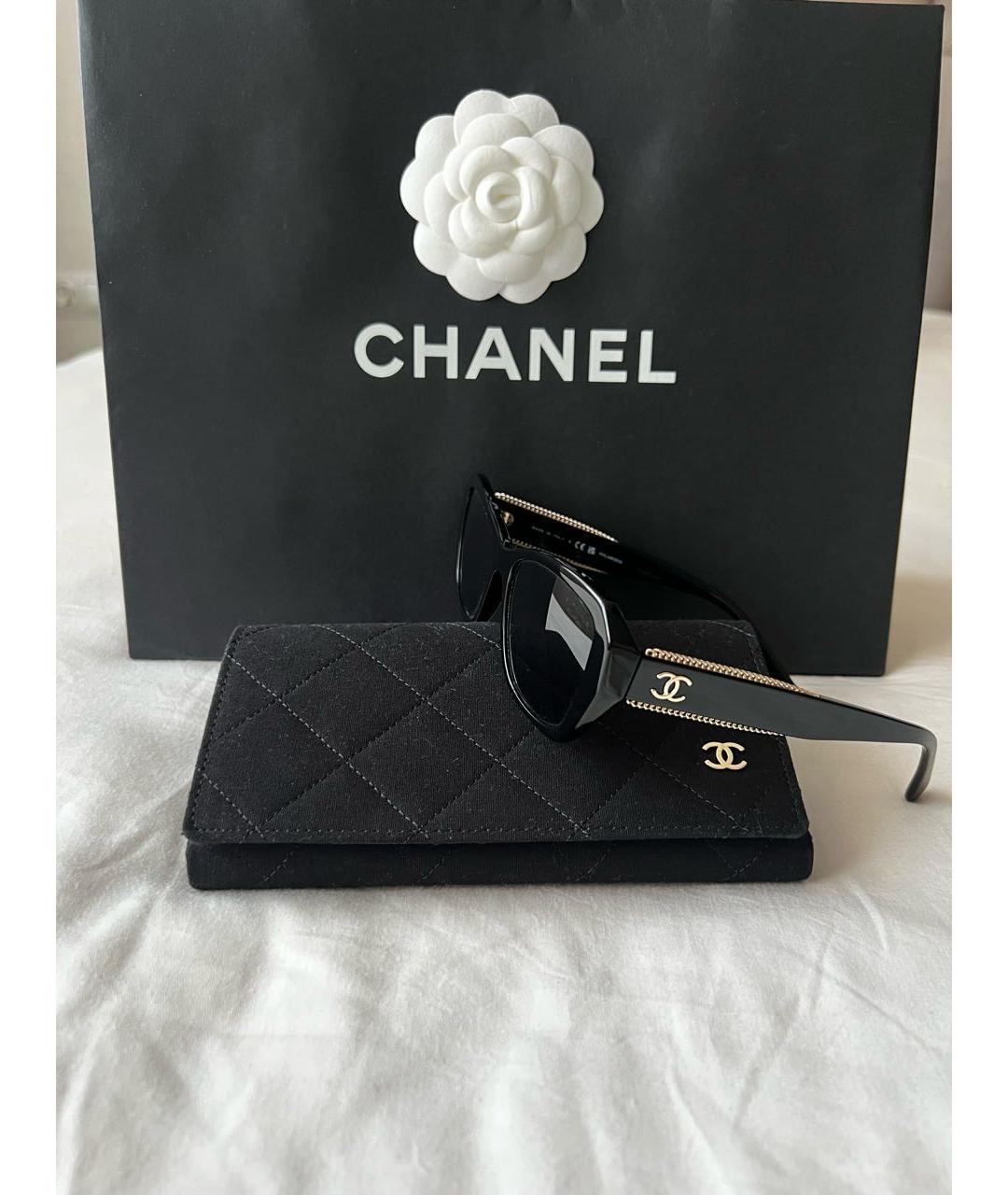 CHANEL Черные пластиковые солнцезащитные очки, фото 4