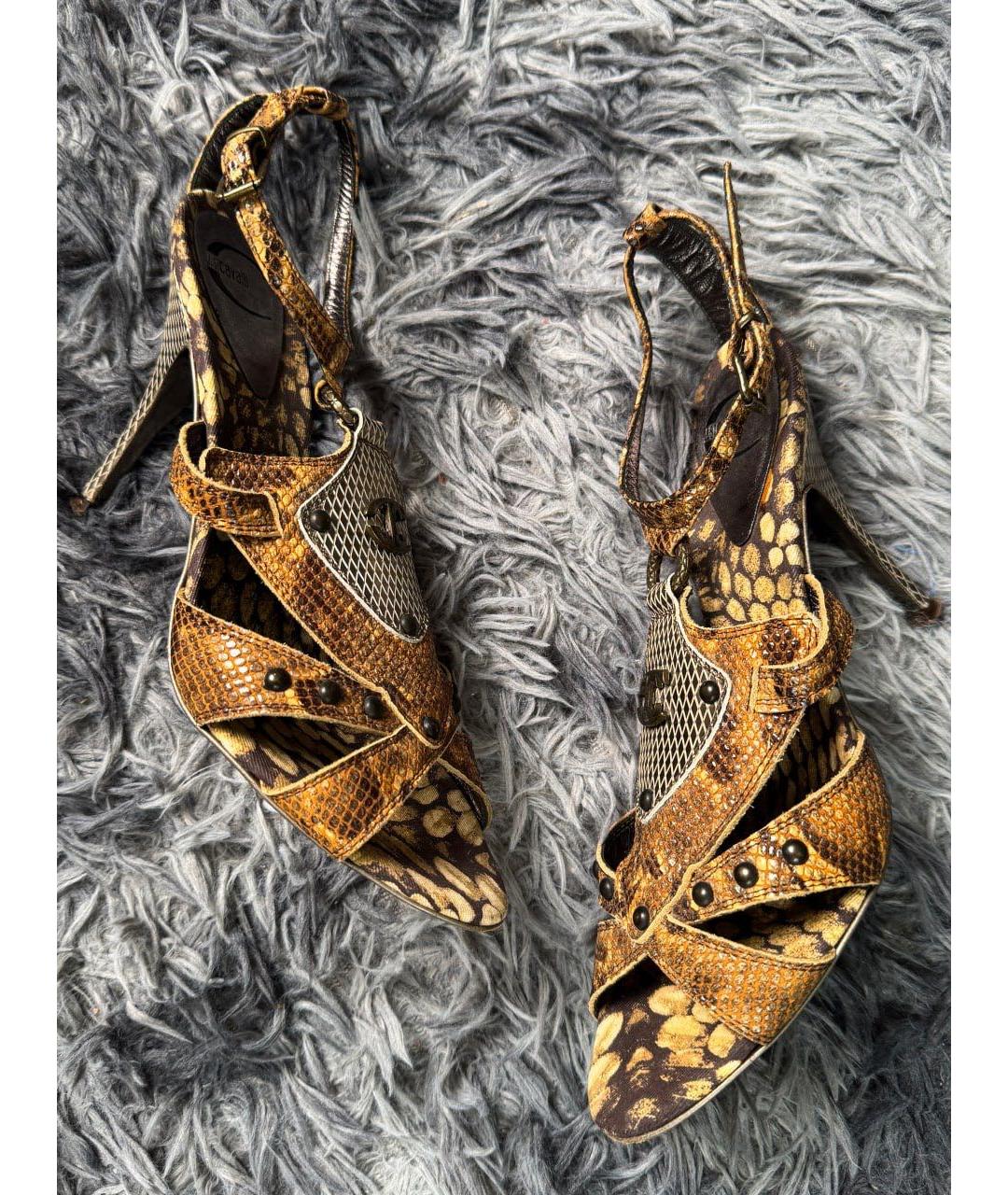 JUST CAVALLI Коричневые кожаные туфли, фото 2