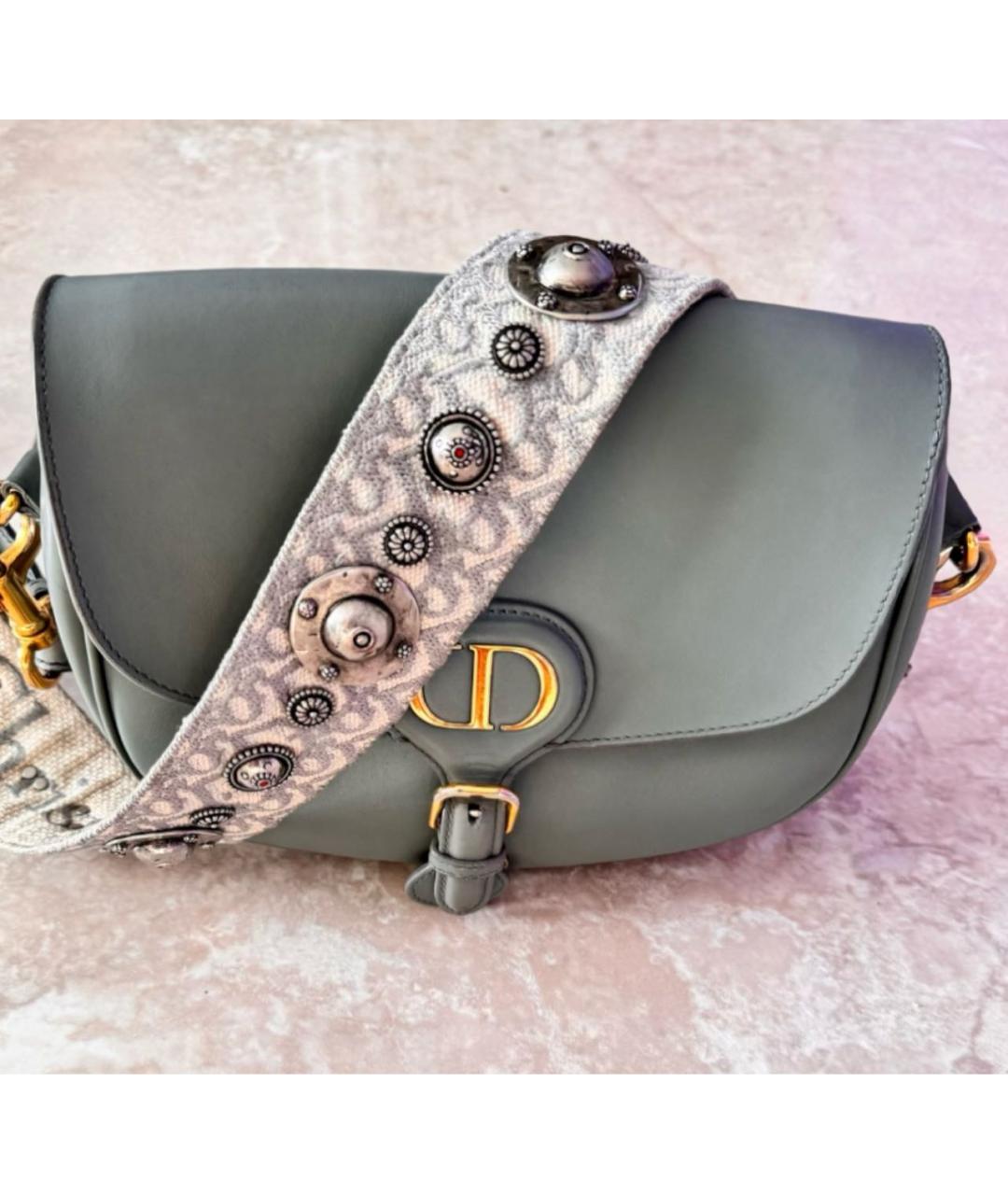CHRISTIAN DIOR Серая кожаная поясная сумка, фото 5