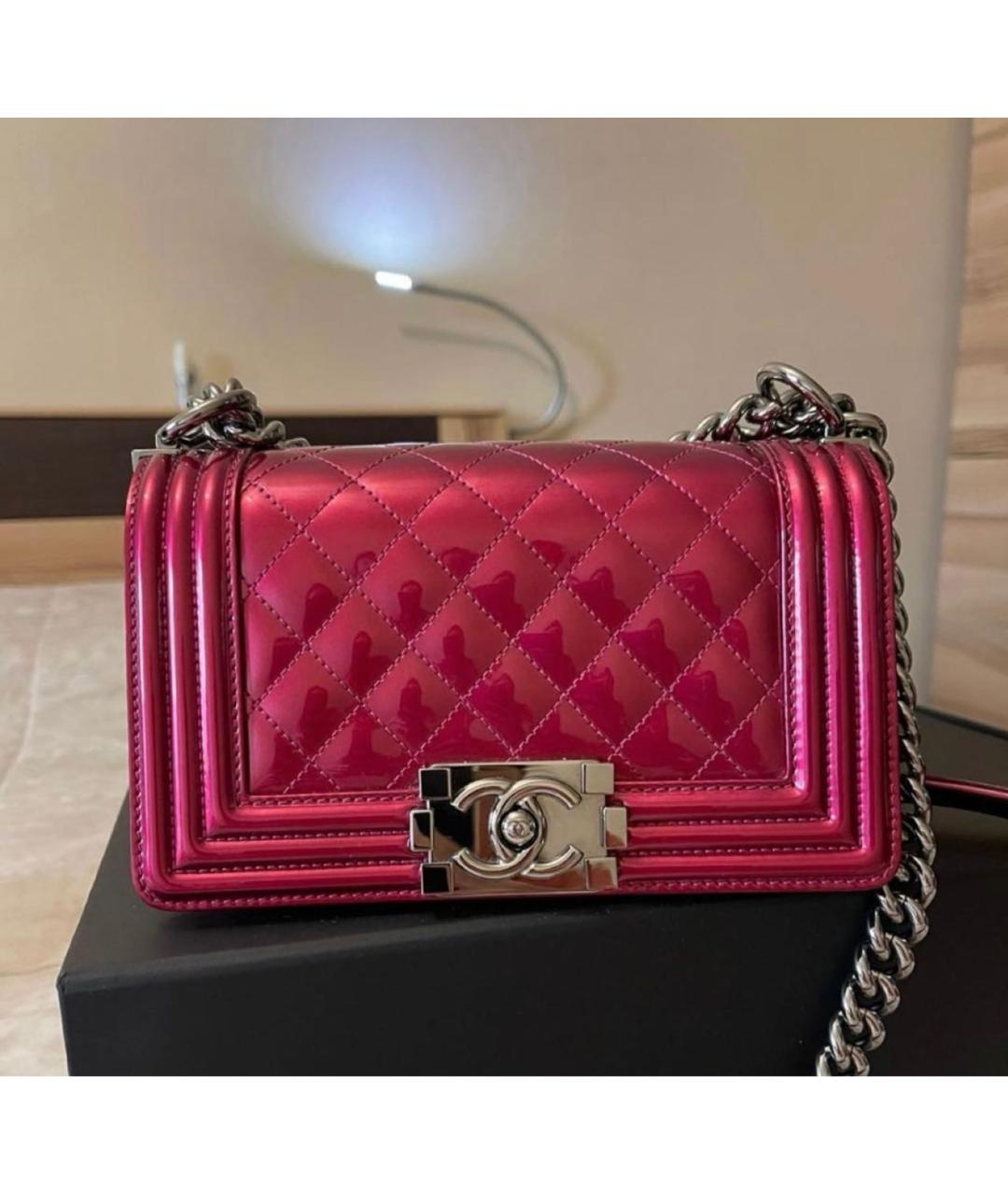 CHANEL Фуксия сумка через плечо из лакированной кожи, фото 5