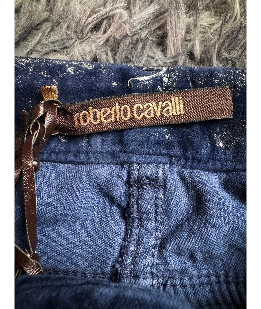 ROBERTO CAVALLI Темно-синие хлопковые джинсы клеш, фото 8