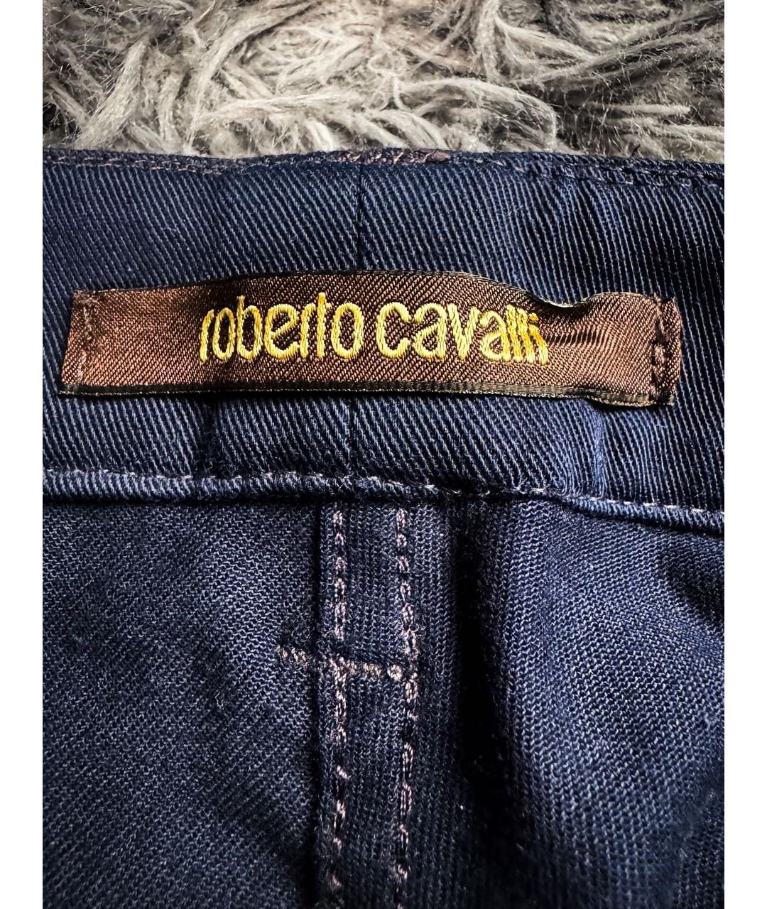 ROBERTO CAVALLI Темно-синие хлопковые джинсы клеш, фото 7