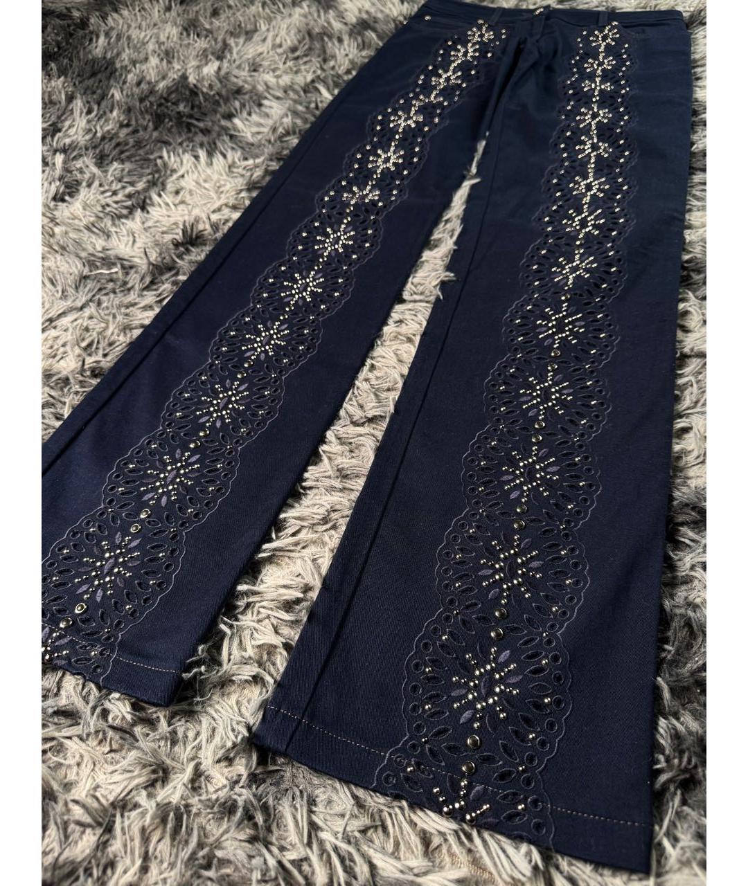 ROBERTO CAVALLI Темно-синие хлопковые джинсы клеш, фото 6