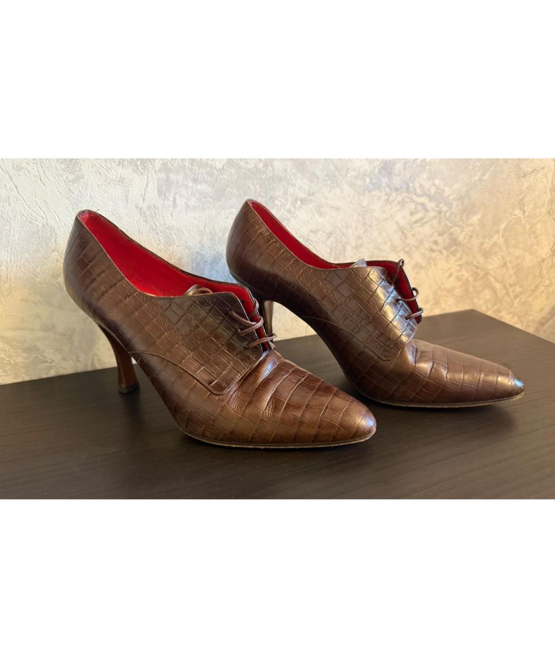 CELINE Коричневые кожаные ботильоны, фото 8