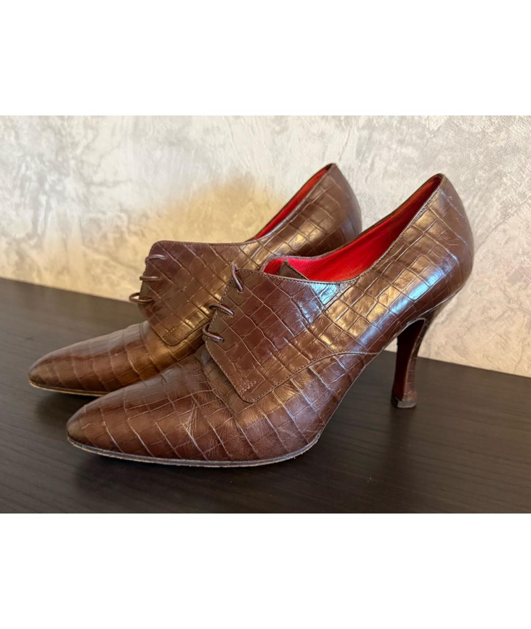 CELINE Коричневые кожаные ботильоны, фото 6