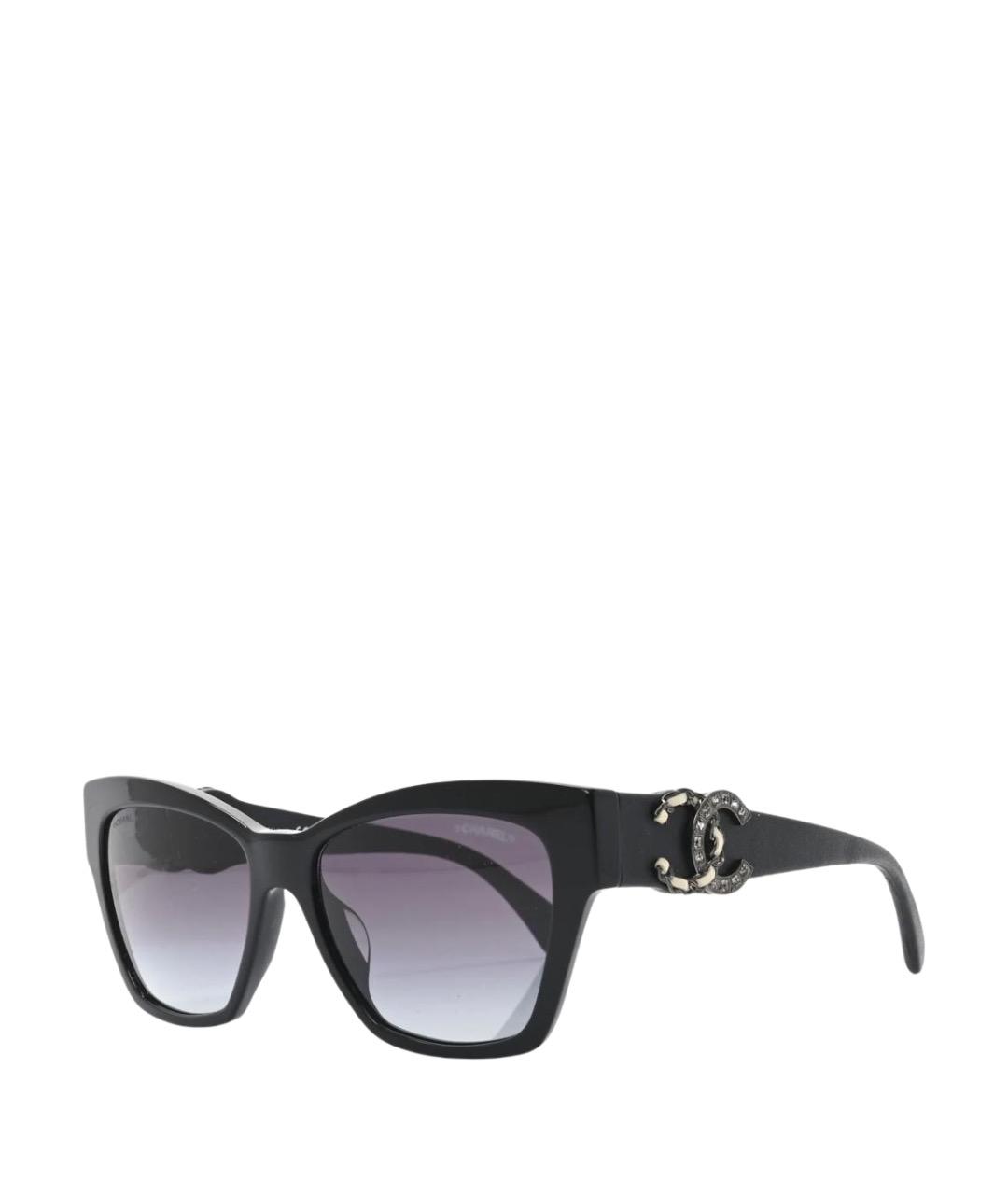 CHANEL Черные пластиковые солнцезащитные очки, фото 1