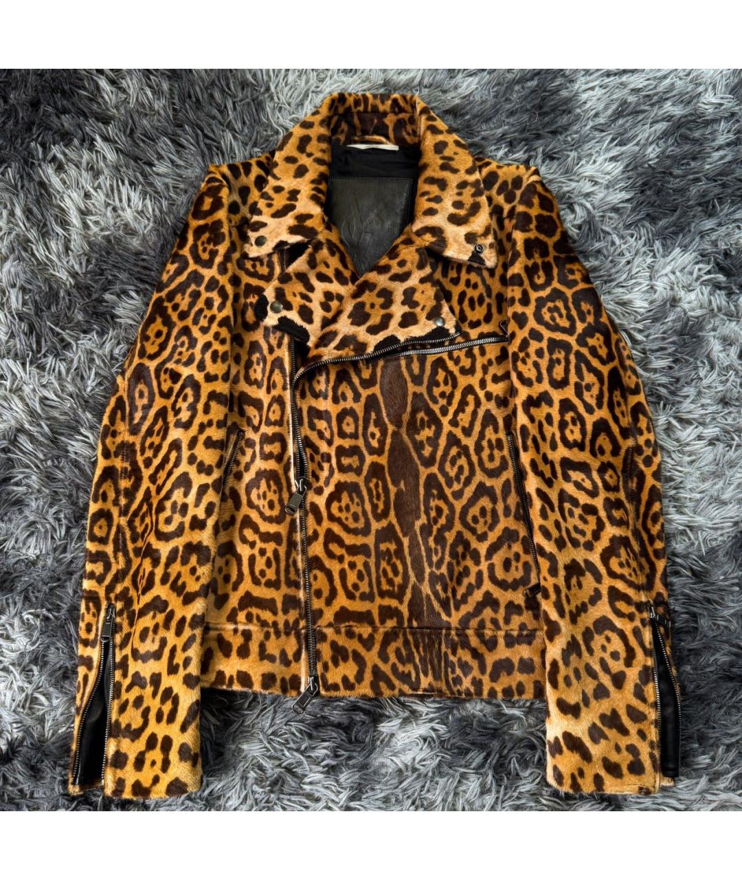 SAINT LAURENT Коричневая куртка из экзотической кожи, фото 1