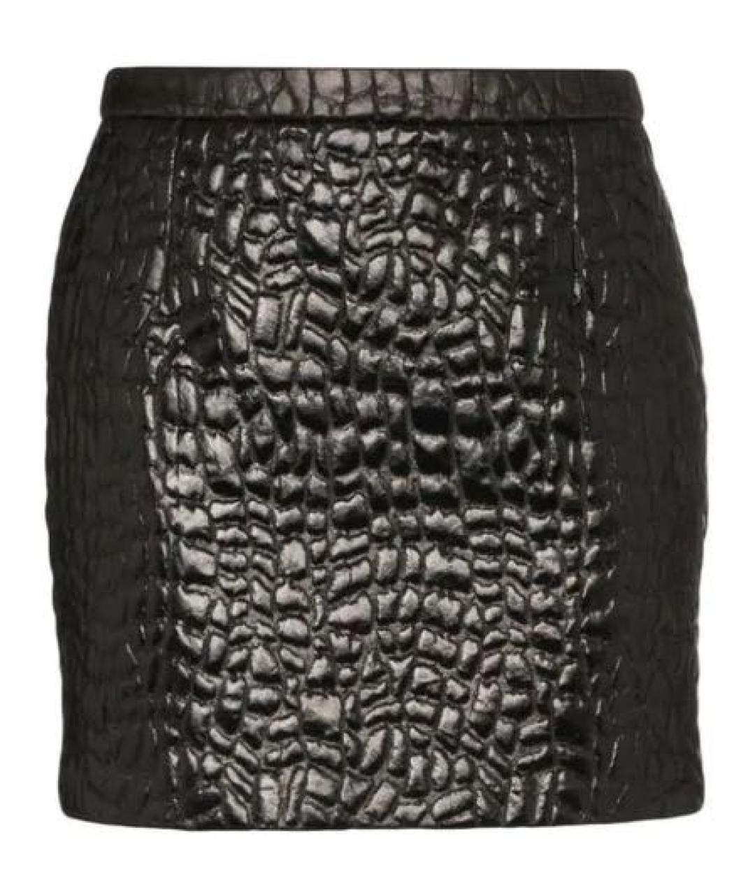 SAINT LAURENT Черная кожаная юбка мини, фото 6