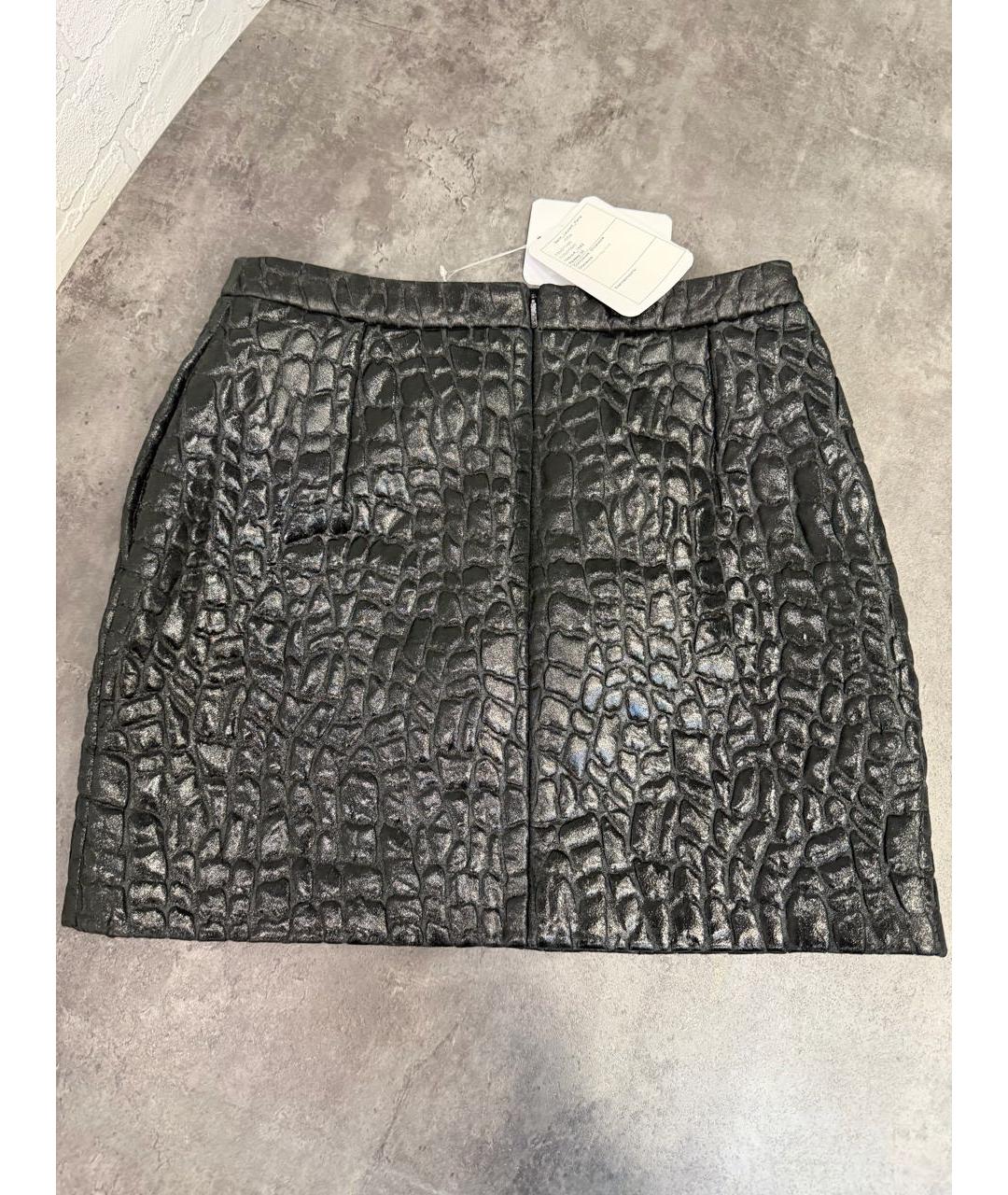 SAINT LAURENT Черная кожаная юбка мини, фото 3