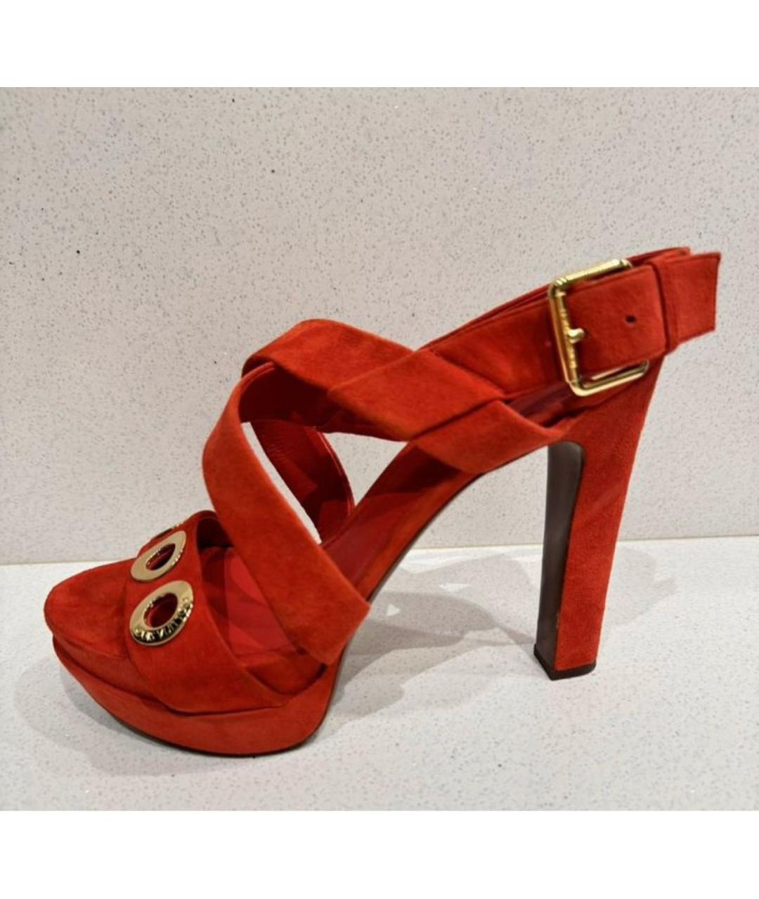 LOUIS VUITTON Красные кожаные босоножки, фото 9