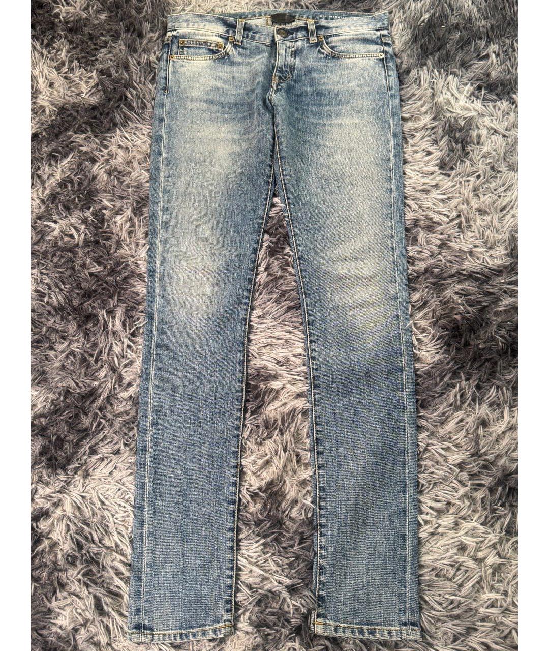 SAINT LAURENT Голубые хлопковые джинсы слим, фото 9
