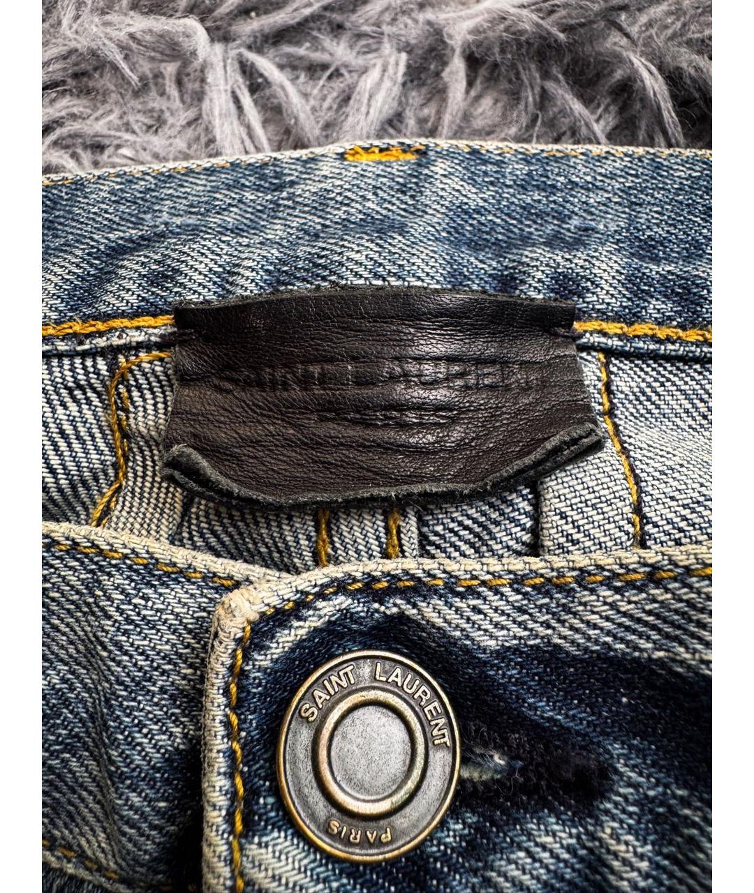 SAINT LAURENT Голубые хлопковые джинсы слим, фото 8