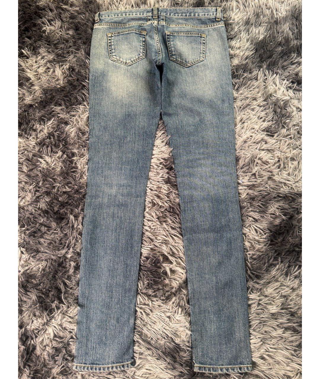 SAINT LAURENT Голубые хлопковые джинсы слим, фото 2